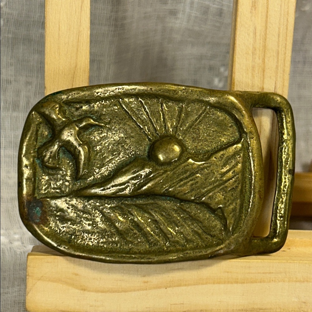 Handmade solid brass, hunting, sunrise and duck belt buckle - Picture 8 of 8